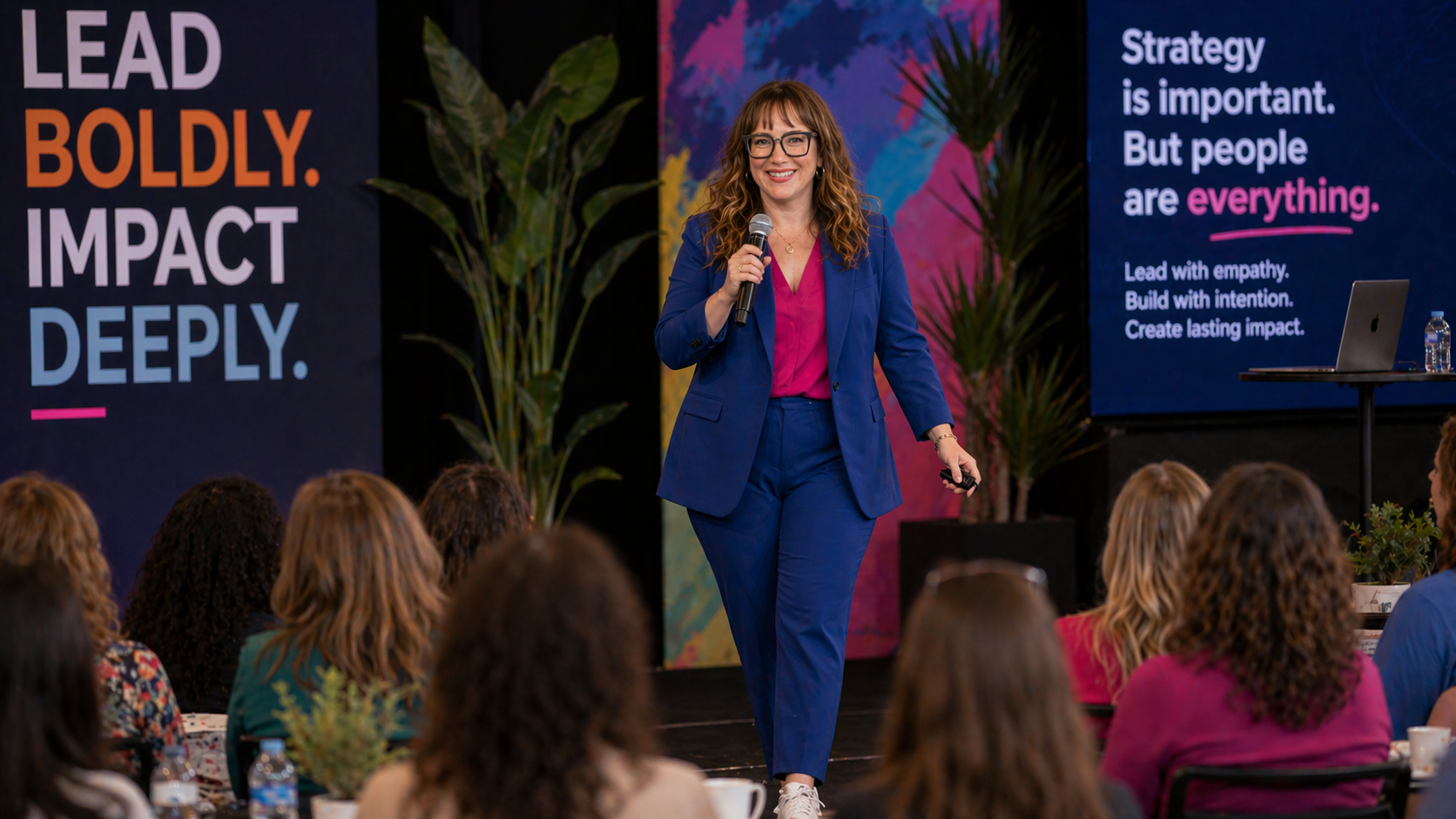 Jes Richardson speaking on stage
